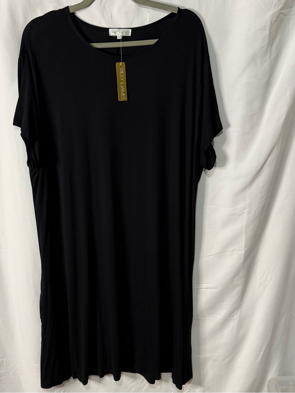 Riley & James Women’s 3X Black T-Shirt Dress Oversized Stretch Rayon NWT
